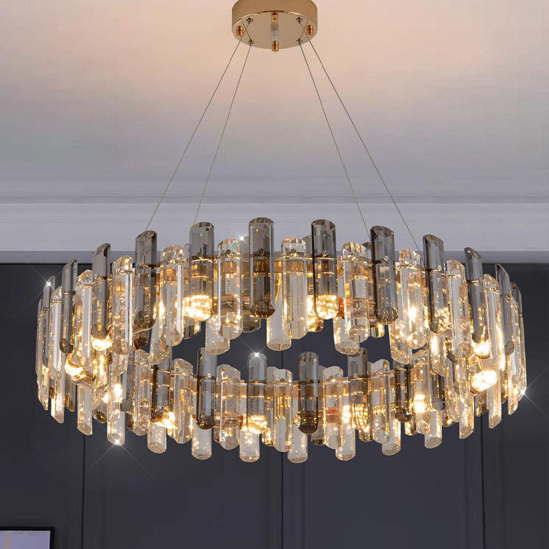 Round Glass Shade Gold Chandelier  | Sofary