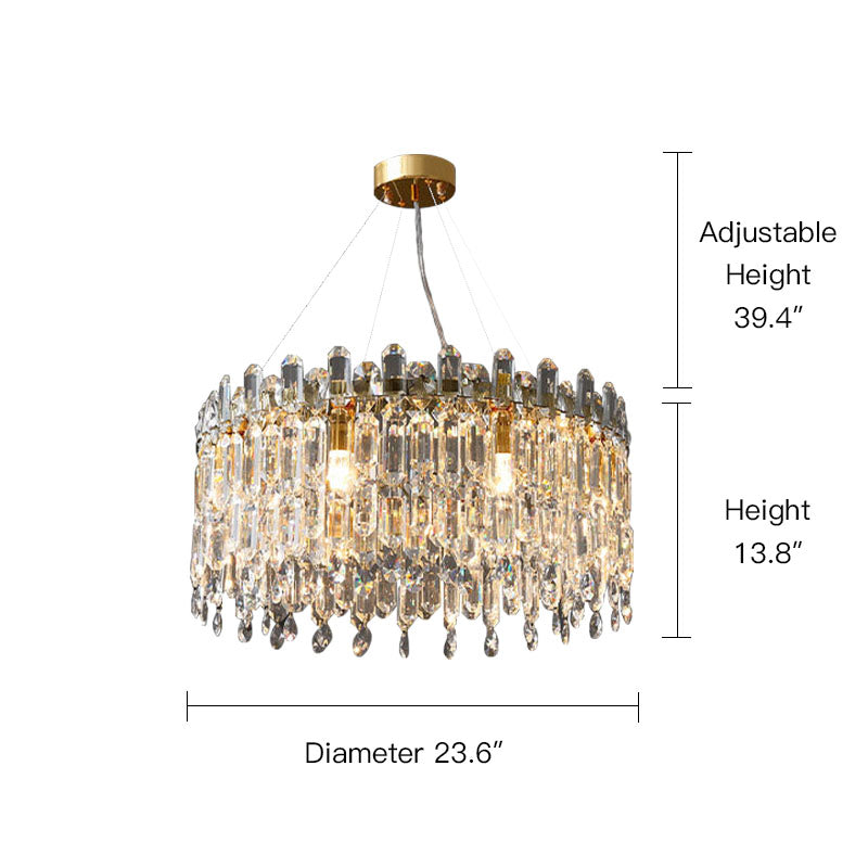 Round Linear Crystal Chandelier - Dimension Detail | Sofary 