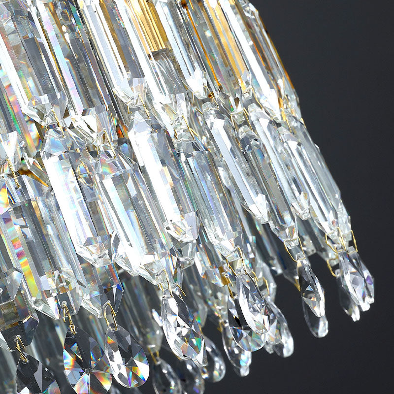 Round Linear Crystal Chandelier - Crystal Detail | Sofary 
