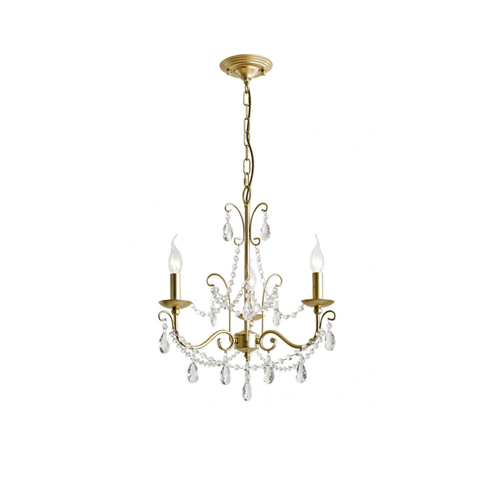 Gold Metal Candle Style Crystal Chandelier - White Background