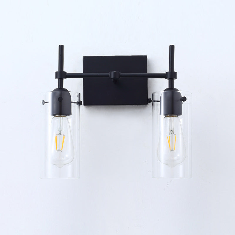 Black Clear Glass Modern Vanity Light - Two Lights - Turn Off | Sofary