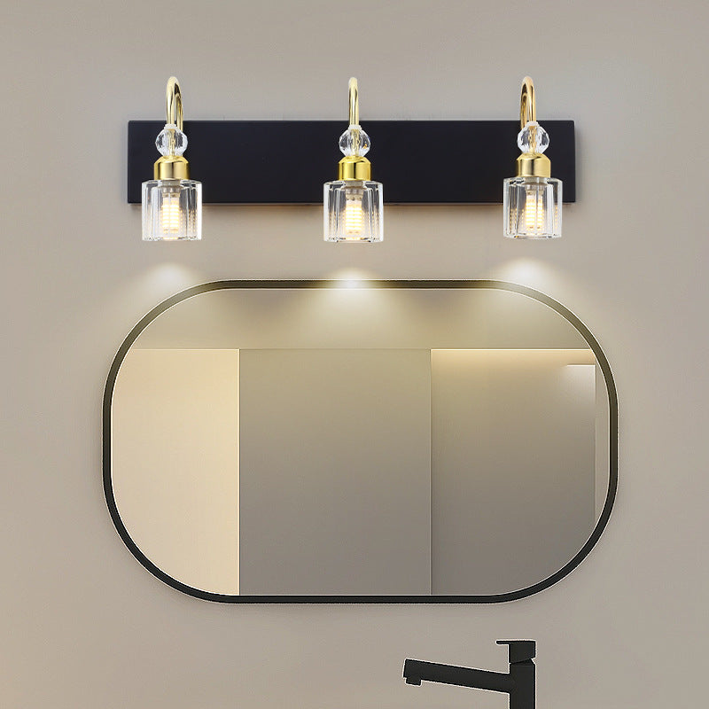 Black and Gold Crystal Vanity Light - Three Lights - Bathroom | Sofary