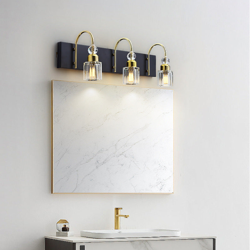 Black and Gold Crystal Vanity Light - Three Lights - Bathroom | Sofary