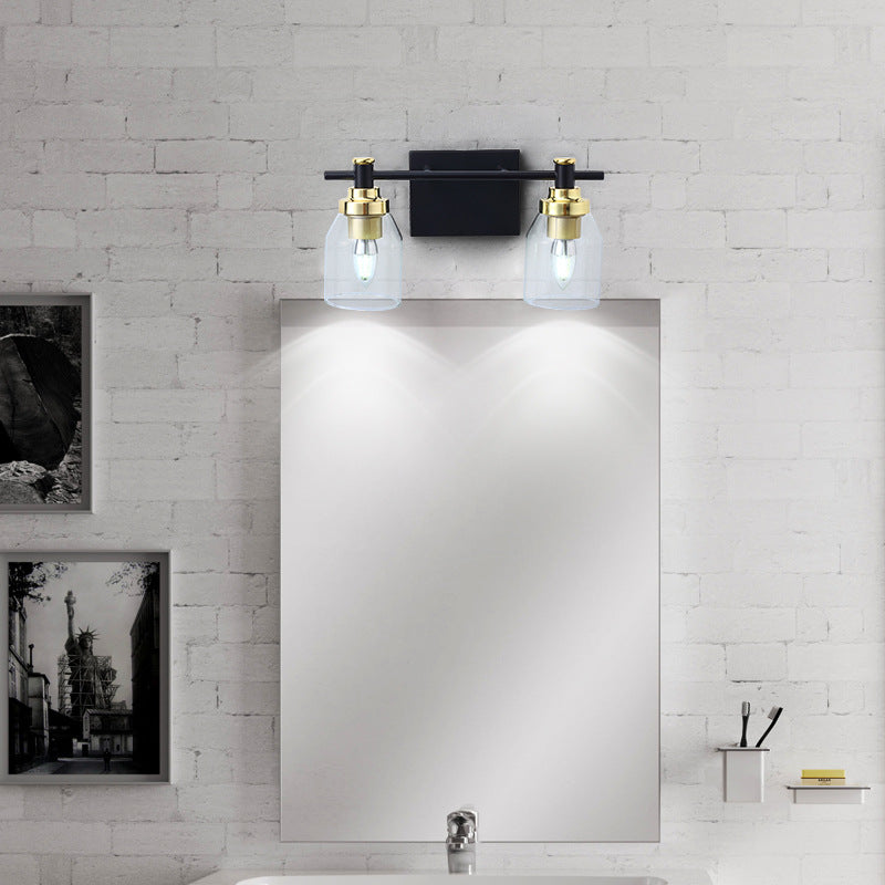 Black and Gold Glass Modern Vanity Light - Two Lights - Bathroom | Sofary