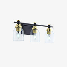 Black and Gold Glass Modern Vanity Light - Three Lights - White Background | Sofary