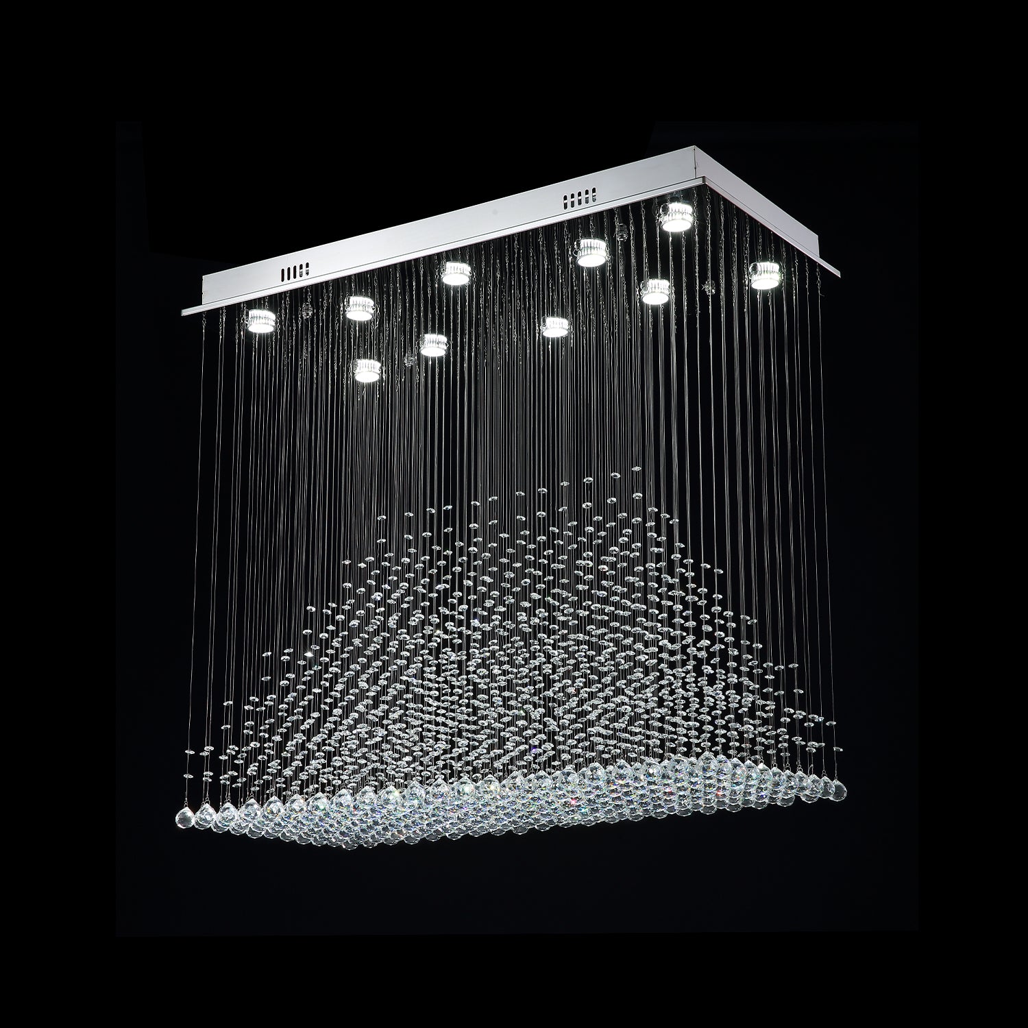 Rectangular Base Pyramid Raindrop Crystal Ceiling Lights - Turn Off | Sofary