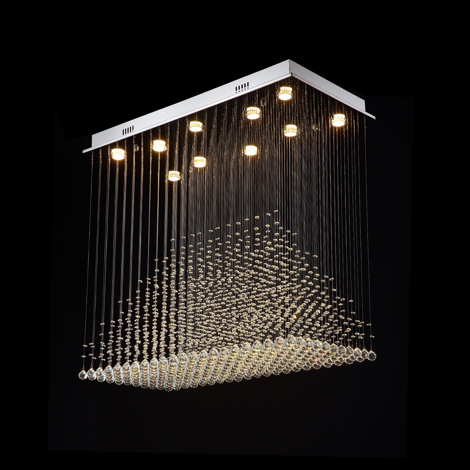 Rectangular Base Pyramid Raindrop Crystal Ceiling Lights - Turn On | Sofary