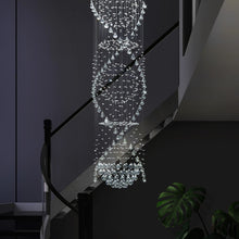 Double Spiral Clear Crystal Chandelier With Three Spheres - Staircase | Sofary