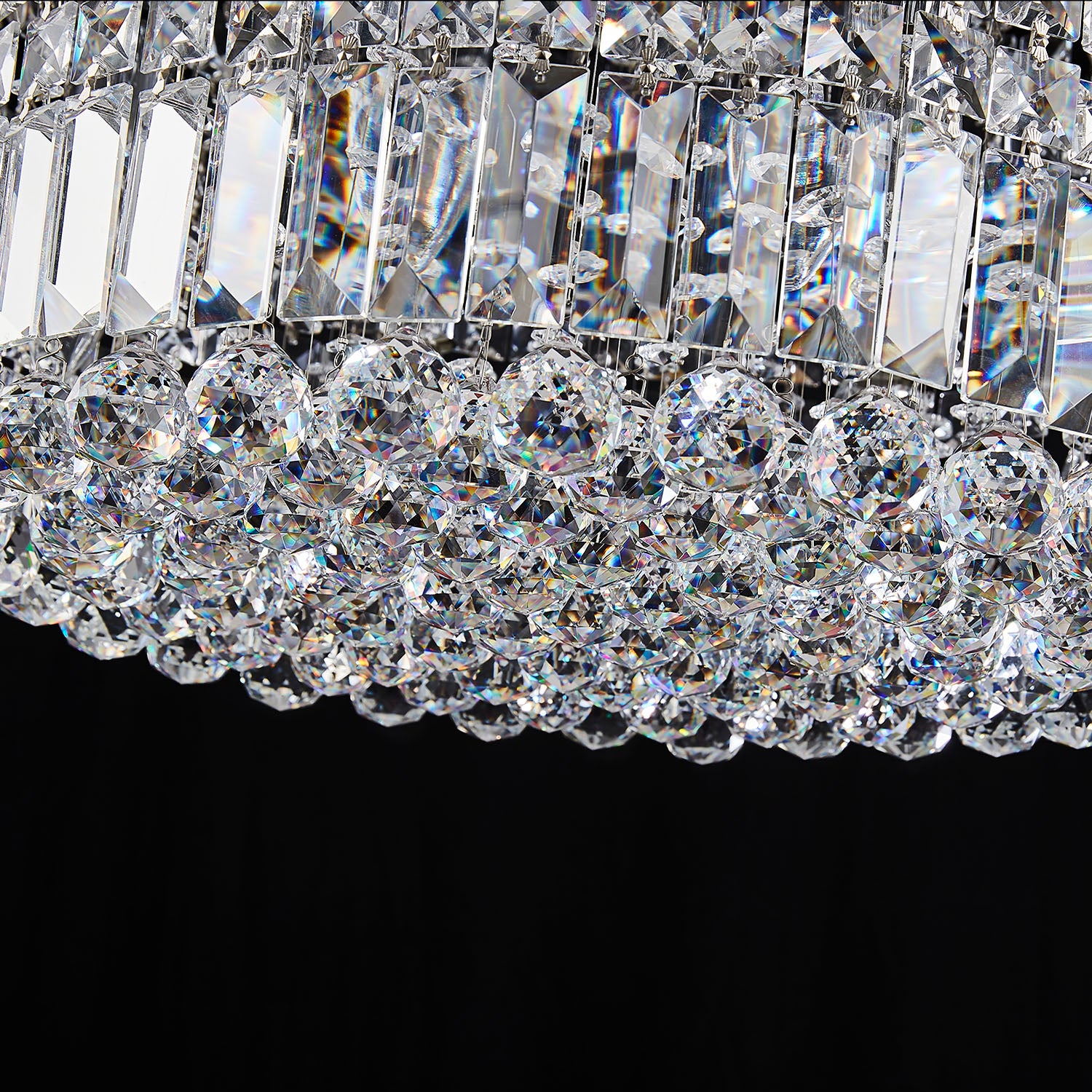 Modern Round Drum Crystal Chandelier - Crystal Detail | Sofary