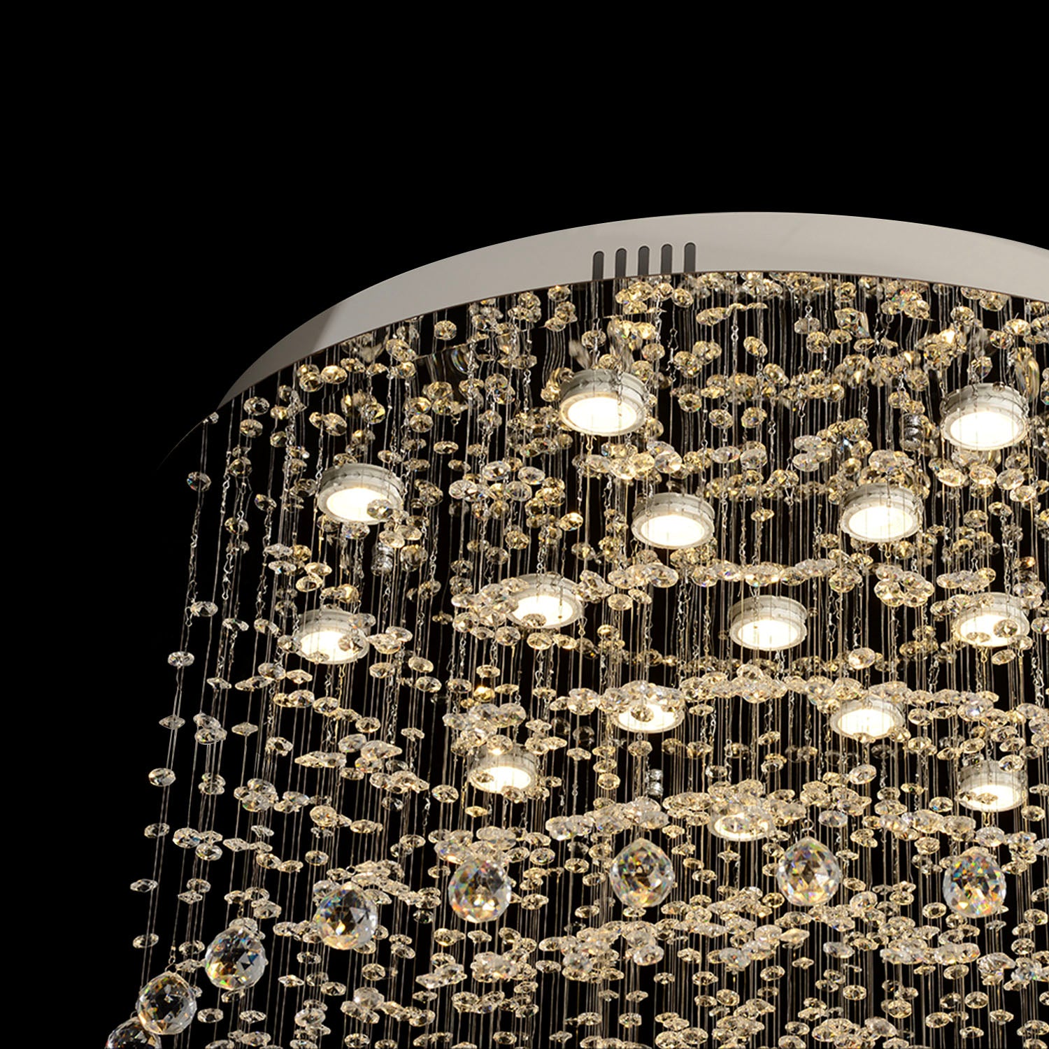 Round Raindrop Crystal Chandelier - Ceiling Light - crystal detail | Sofary