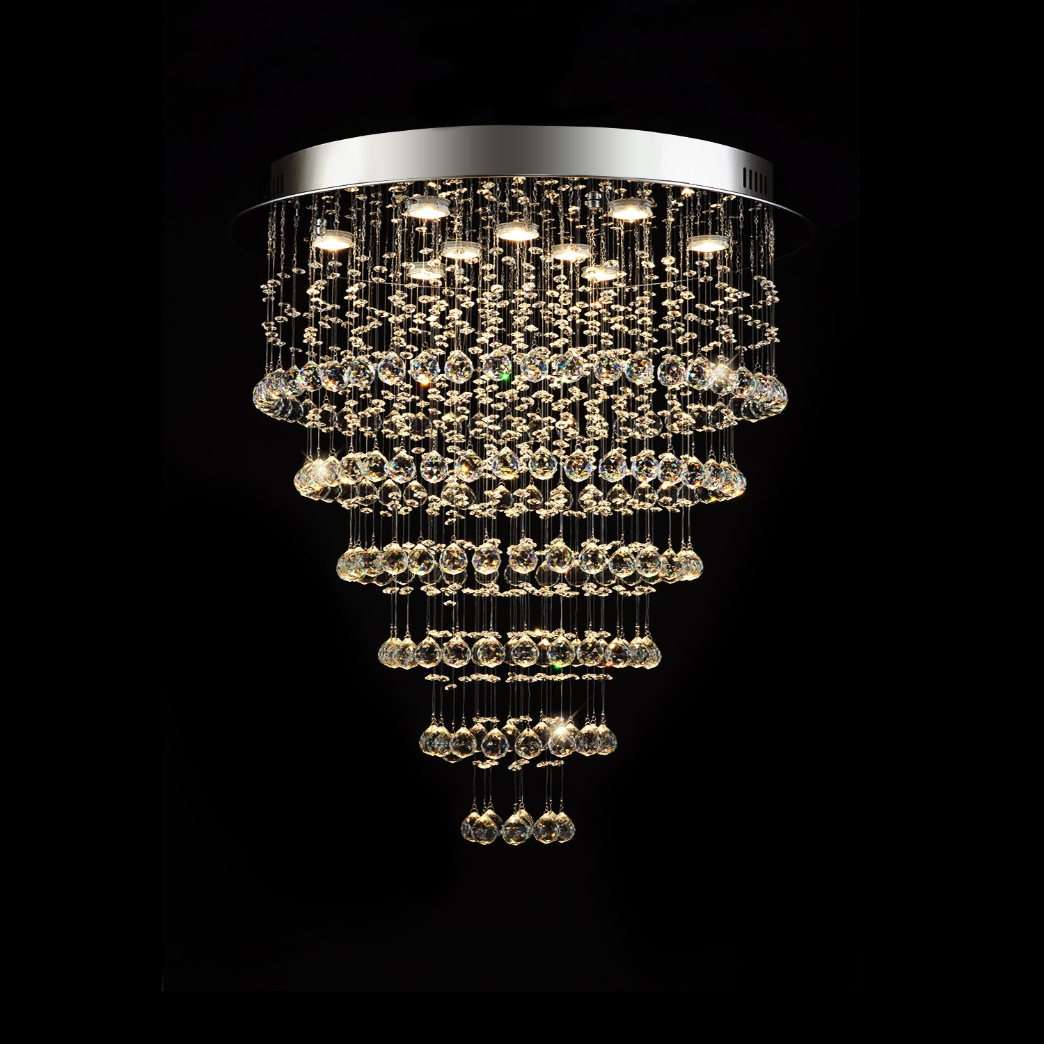 Multi Layer Round Crystal Chandelier Ceiling Lights  | Sofary