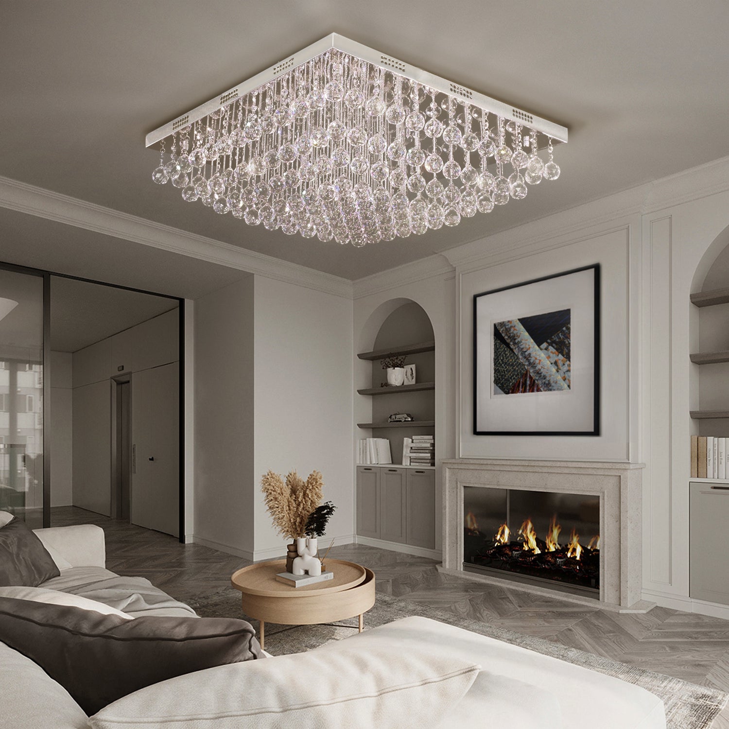 Modern Square Raindrop K9 Crystal Chandelier - Living Room | Sofary