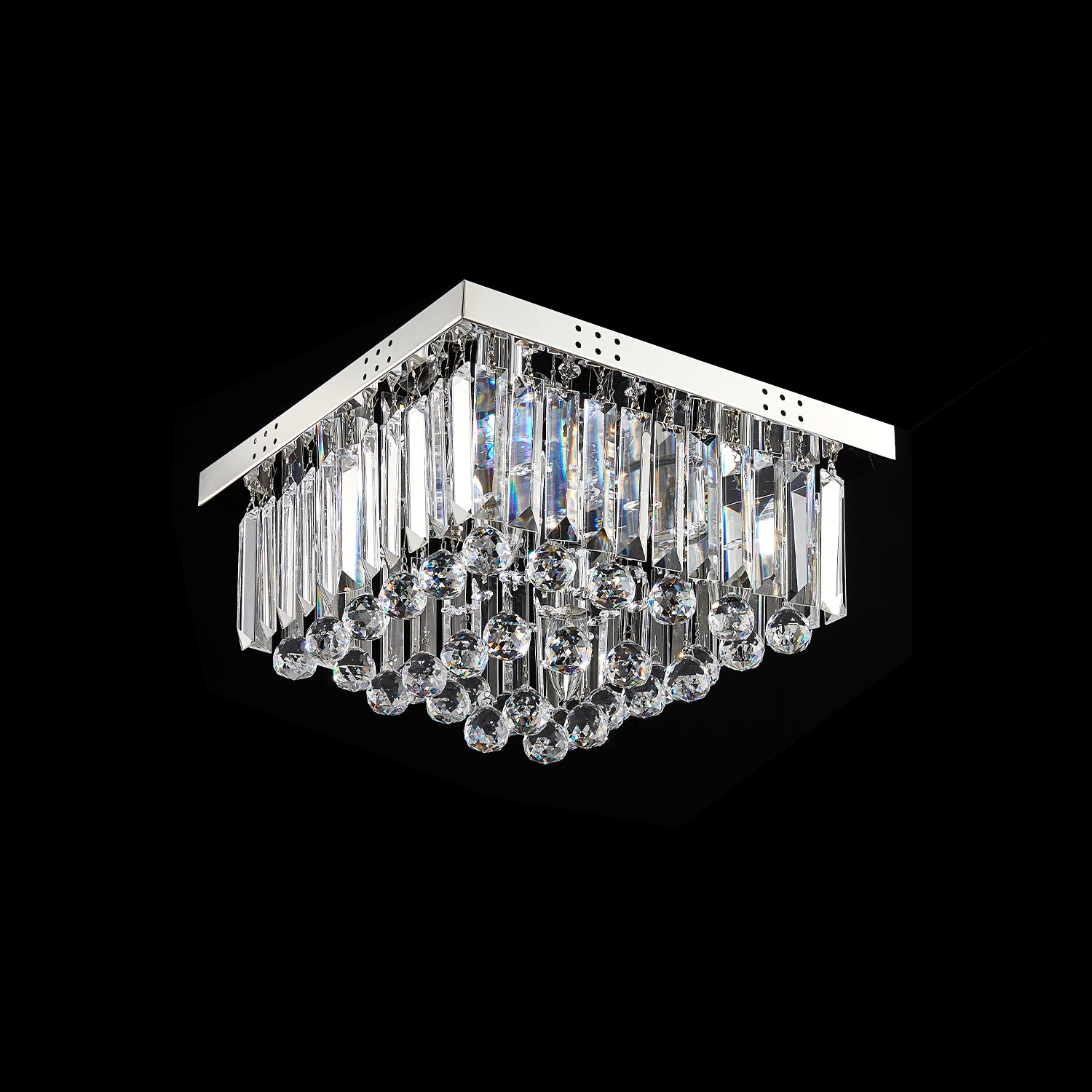 Square Rain Drop Crystal Ceiling Light - Contemporary Lighting Fixture 