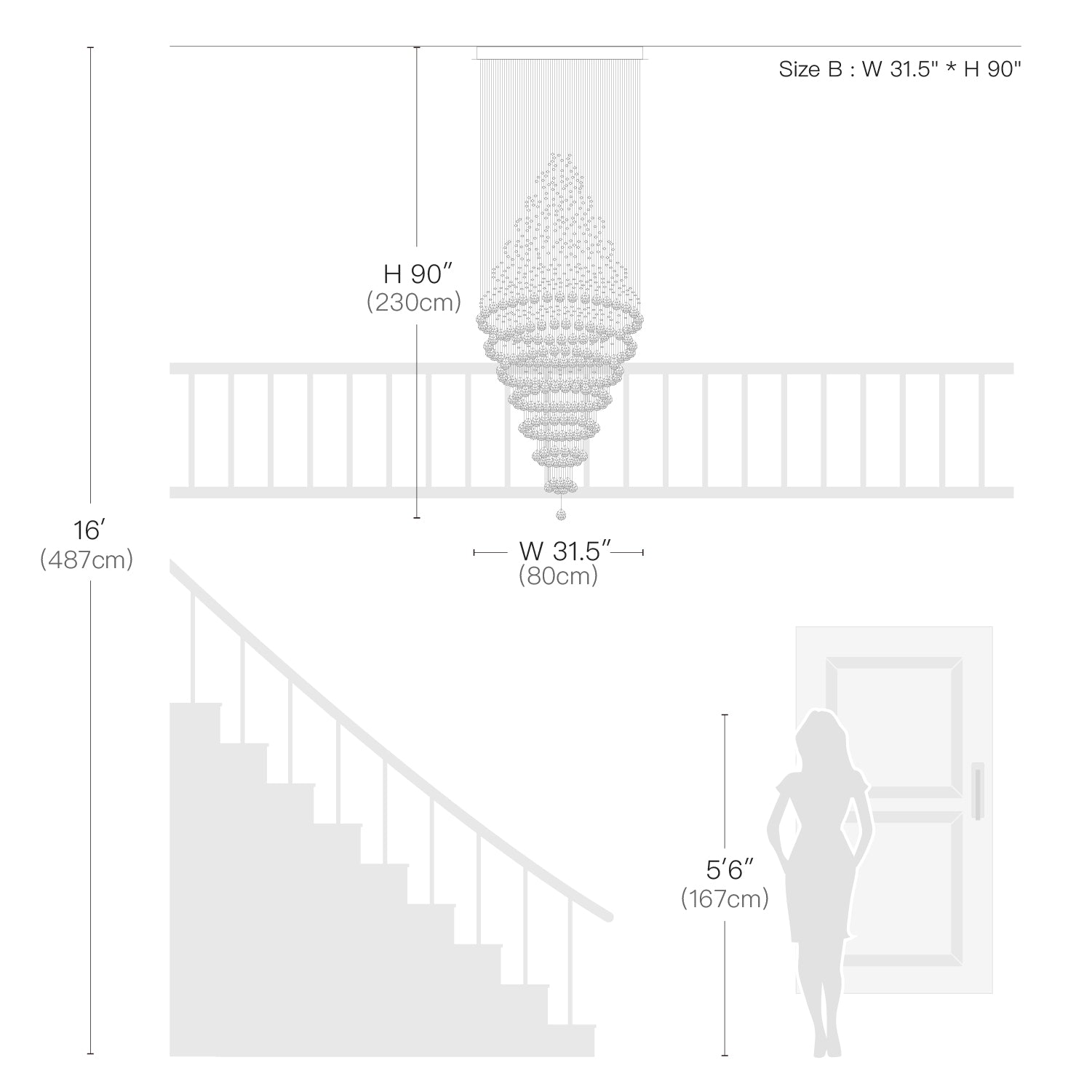 Luxury Modern Round Crystal Chandelier - Staircase Lighting Fixture | Sofary