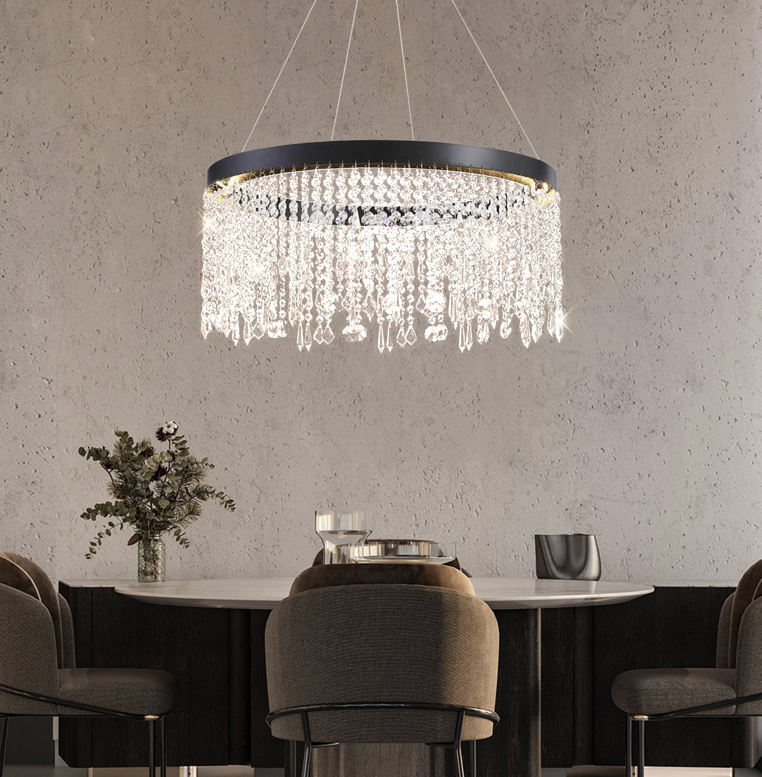 Circular Crystal Raindrop Chandelier - Dining Room | Sofary