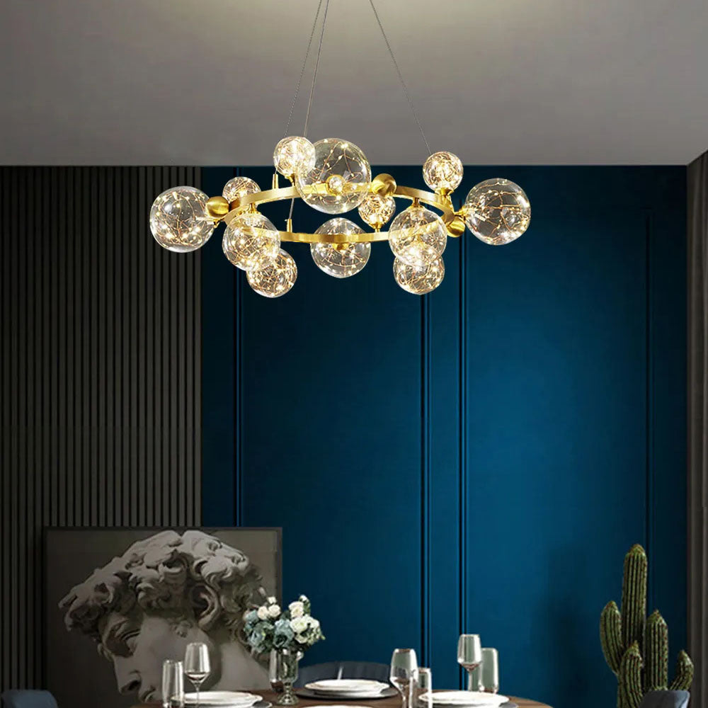 Gold Glass Bubble Adjustable Chandelier - Modern Design - Dining Room | Sofary