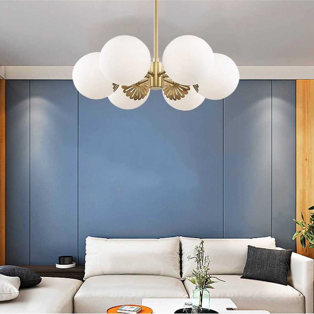 Cloud Glass 6-Light Chandelier - Modern Industrial Design - Living Room
