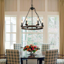 Candle Style Wagon Wheel Chandelier - Dining Room - Rustic Design  | Sofary