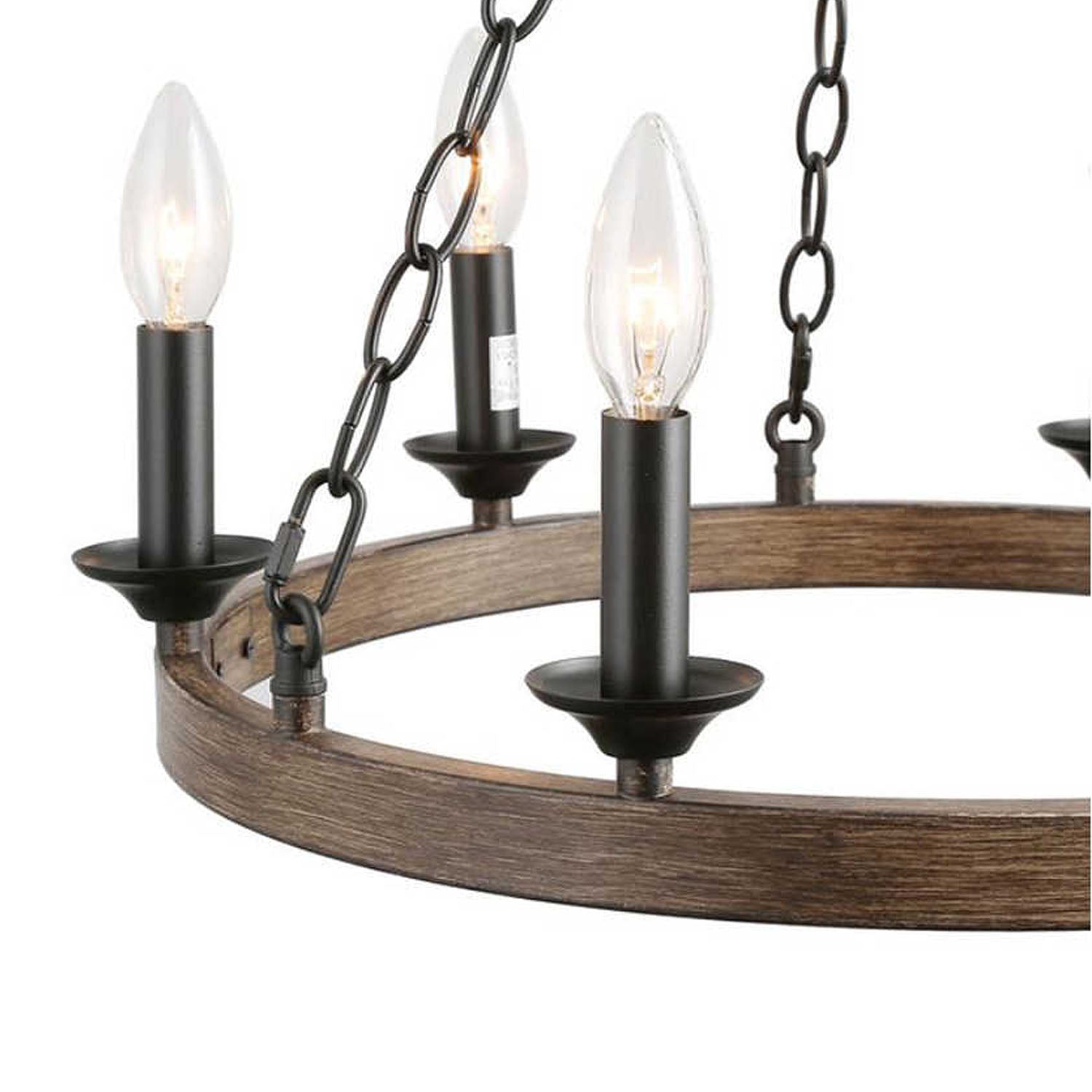Candle Style Wagon Wheel Chandelier - Detail - Rustic Design  | Sofary