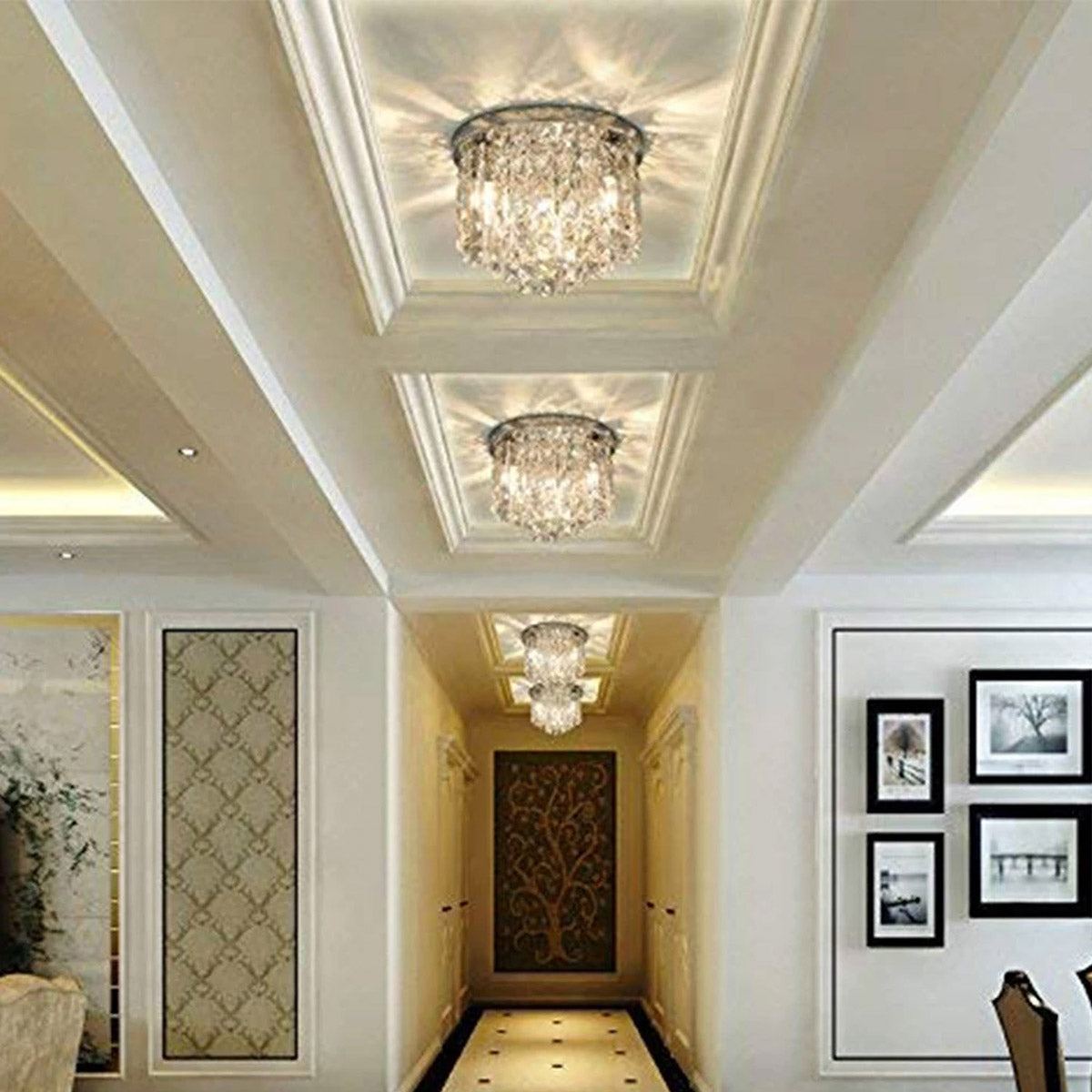 Contemporary Crystal Chandelier - Flush Mount Ceiling Lights