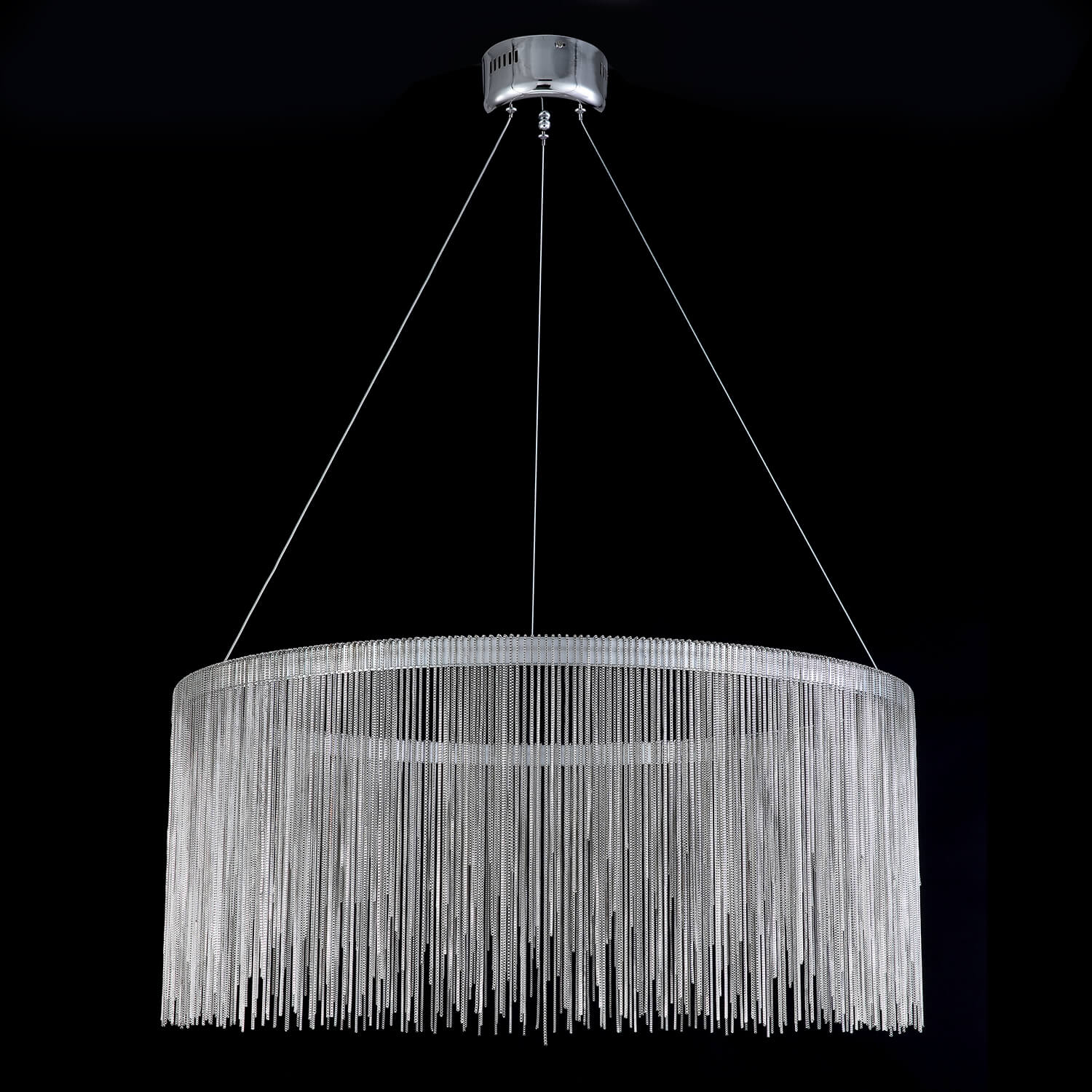 Contemporary Round Linear Aluminum Chandelier - Pendent Light