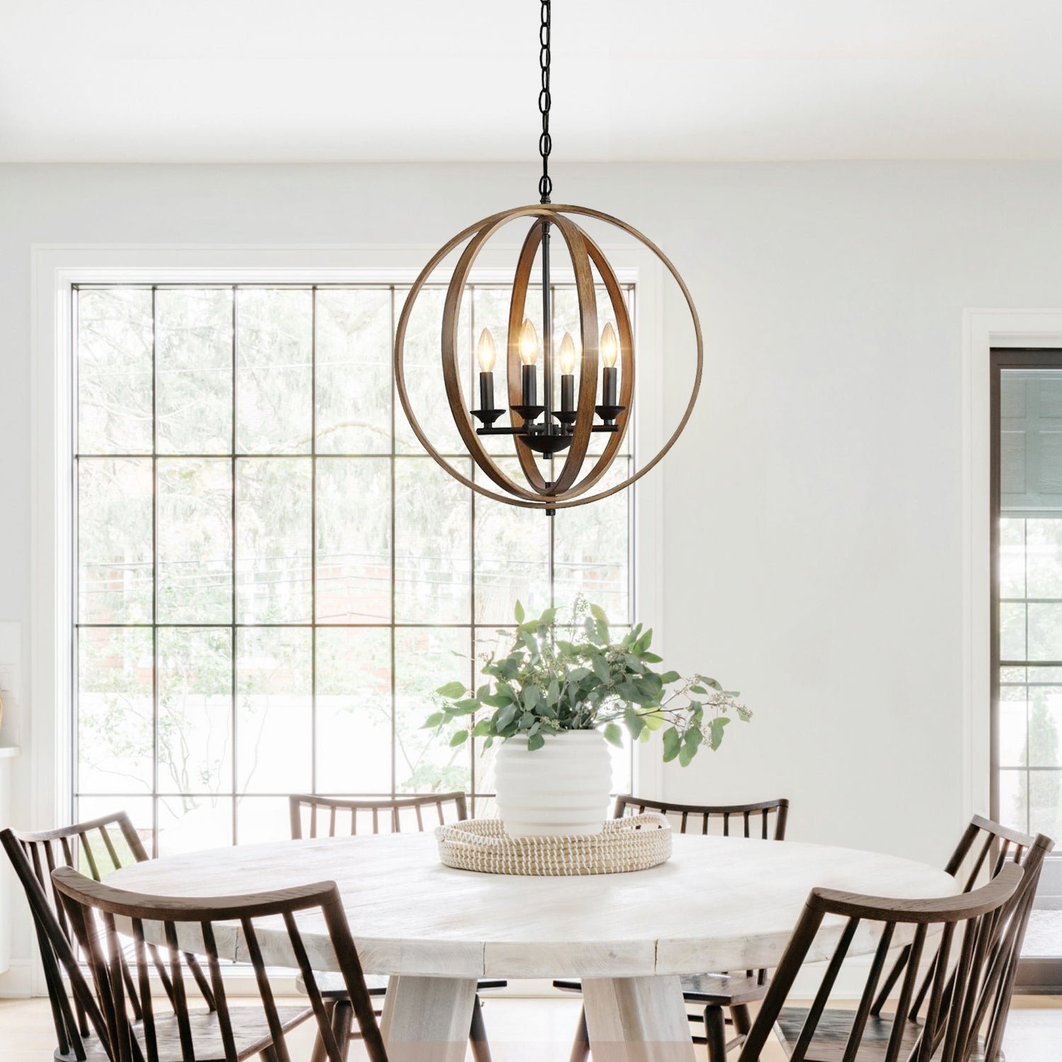 Dark Bronze Orb Chandelier - Dining Room - Rustic Design  | Sofary