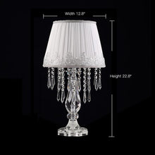 Elegant White Ruched Fabric Crystal Table Lamp - Set of 2 - details