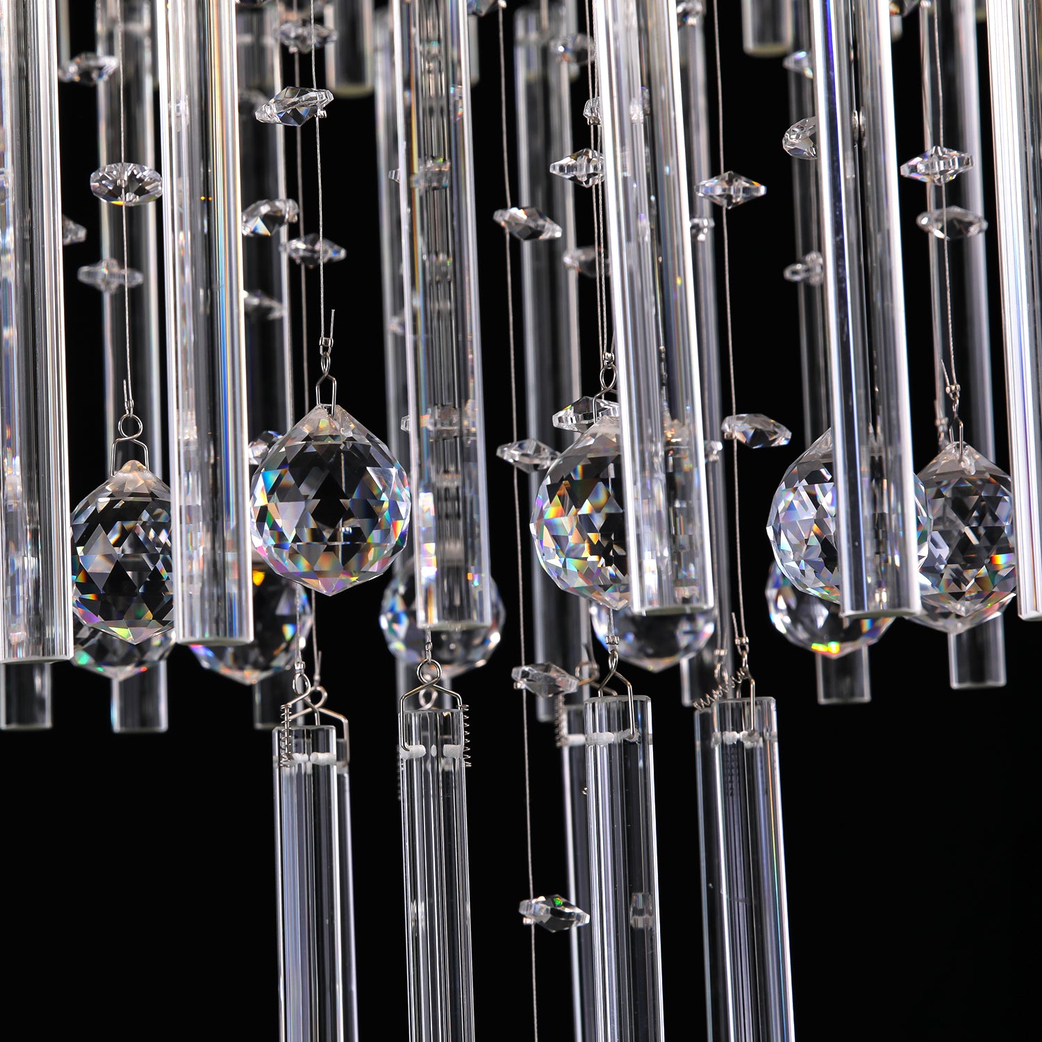 Floating Castle Raindrop Crystal Chandelier For Entryway - Double Layer - Detail | Sofary