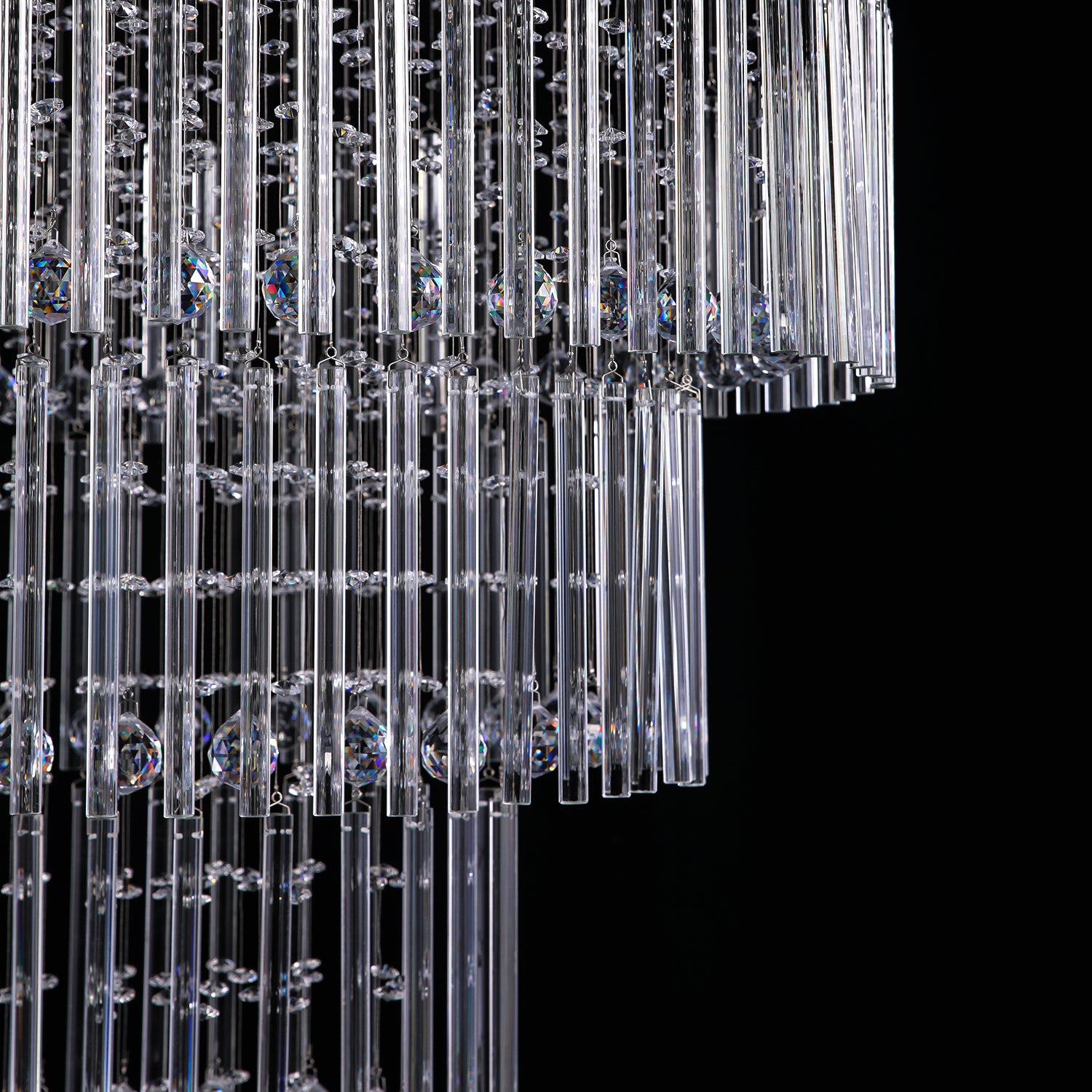 Floating Castle Raindrop Crystal Chandelier For Entryway - Double Layer - Detail | Sofary