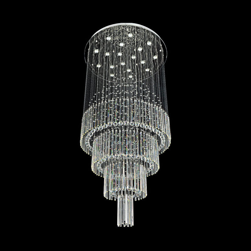 Floating Castle Raindrop Crystal Chandelier For Entryway - Double Layer