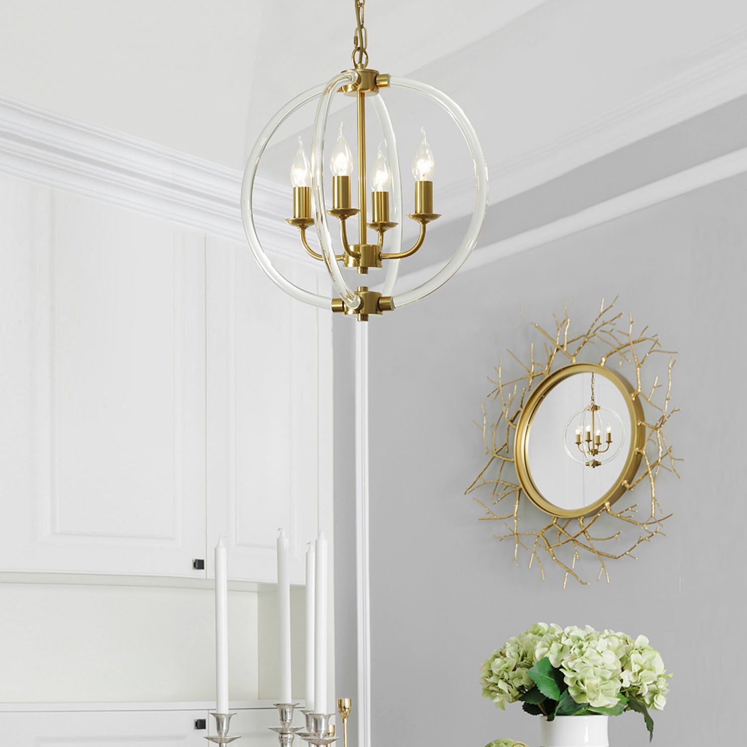 Glass Gold Orb Chandelier - Dining Room | Sofary