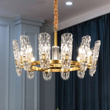Luxury Copper Crystal Chandelier with Unique Wavy Shades