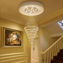Luxury Modern Round Crystal Chandelier - Staircase Lighting Fixture - Staircase
