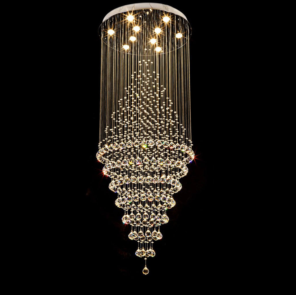 Luxury Modern Round Crystal Chandelier - Staircase Lighting Fixture