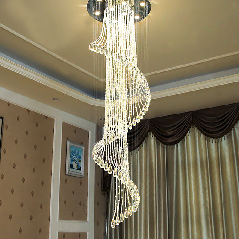 Modern Art Design Crystal Spiral Chandelier - Staircase