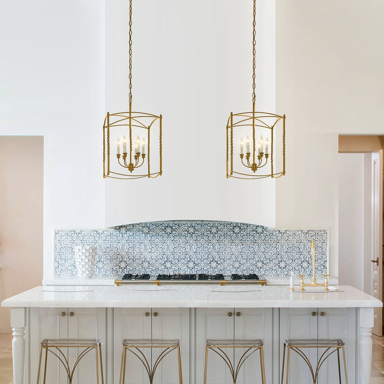 Modern Industry Lantern Geometric Chandelier - kitchen Island - Rustic Design | Sofary