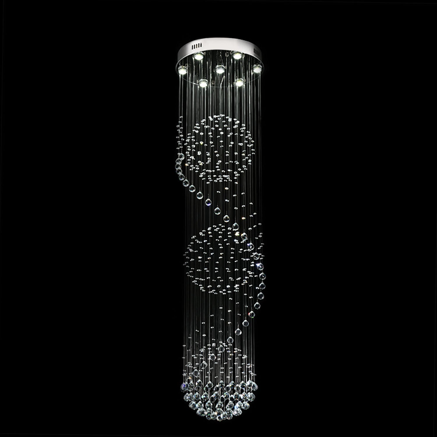 Modern Spiral Three Sphere Raindrop Crystal Chandelier Lighting