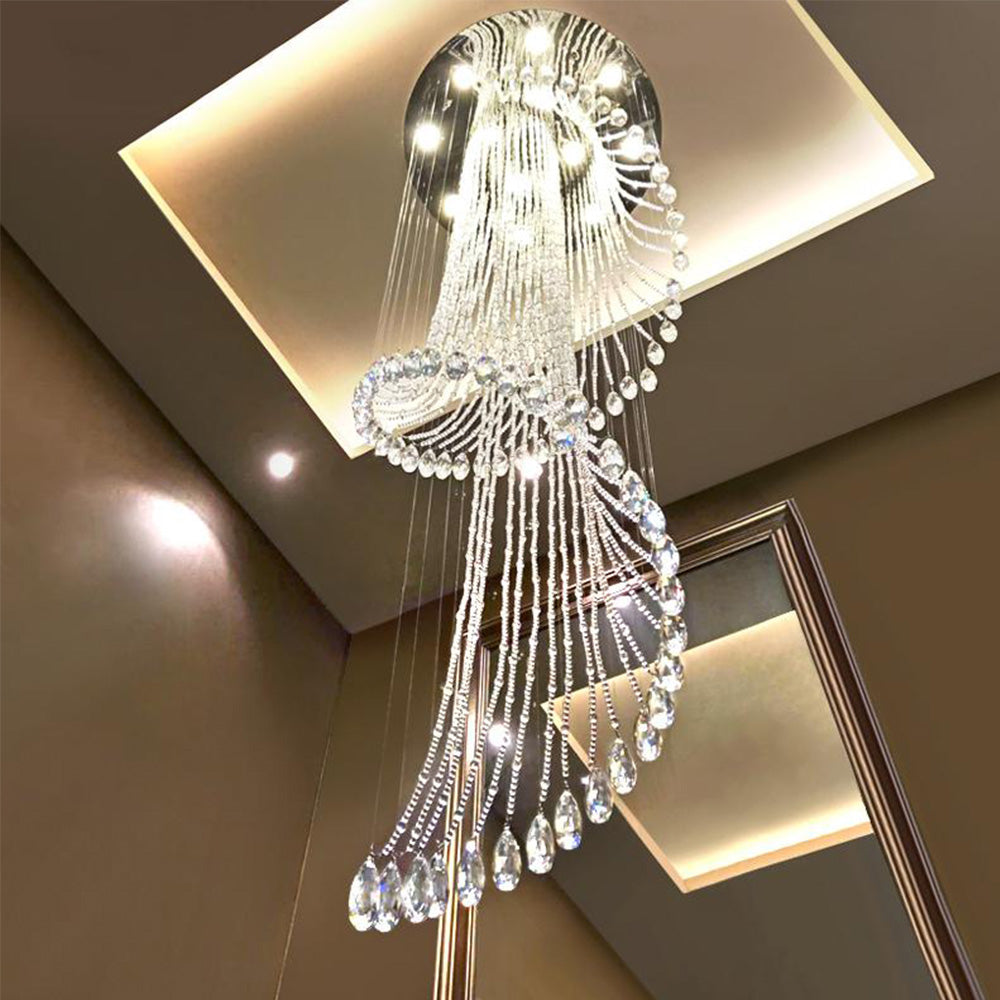 Modern Art Design Crystal Spiral Chandelier - Staircase