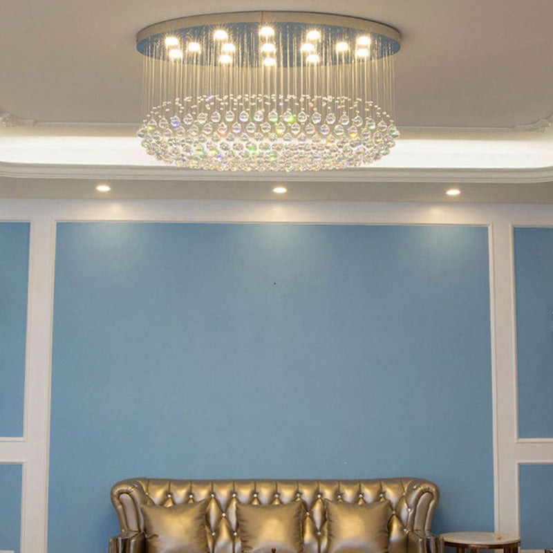 Modern Oval Raindrop Crystal Chandelier - Elegant Ceiling Light - Living Room