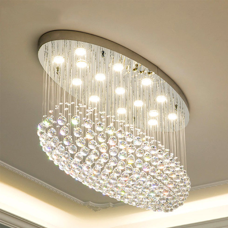 Modern Oval Raindrop Crystal Chandelier - Elegant Ceiling Light - Living Room
