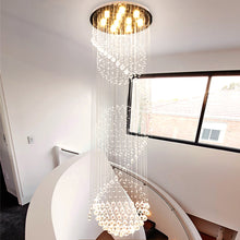 Modern Spiral Three Sphere Raindrop Crystal Chandelier Lighting - Staircase