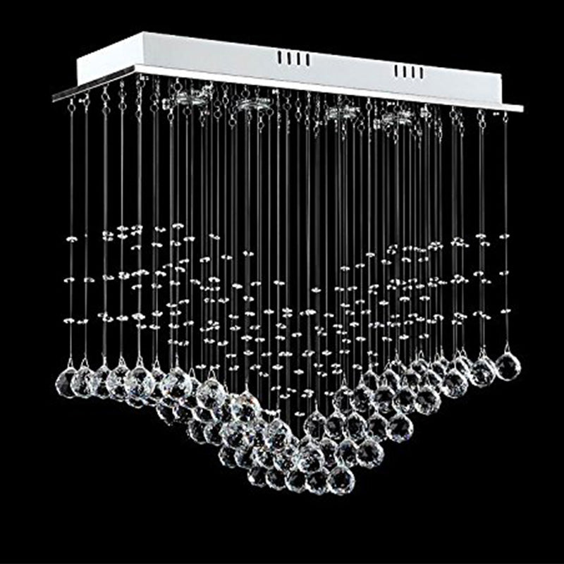 Modern Wing Shape Crystal Chandelier with Rectangular Base 
