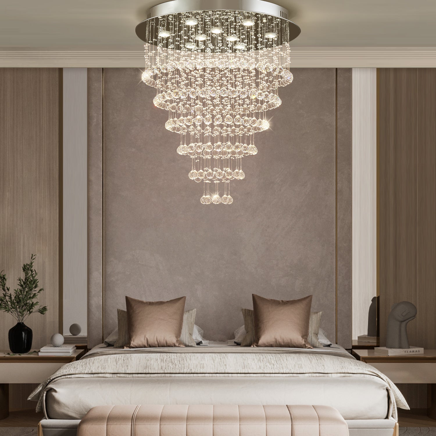 Multi Layer Round Crystal Chandelier Ceiling Lights - Bedroom | Sofary