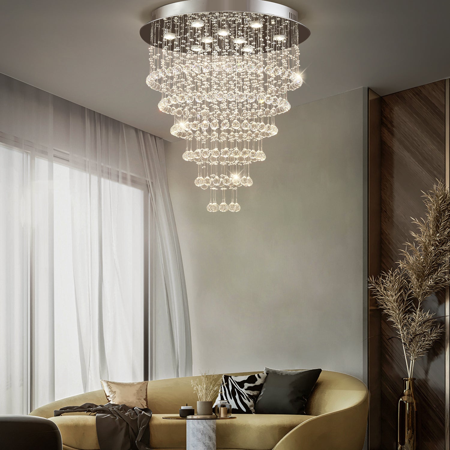 Multi Layer Round Crystal Chandelier Ceiling Lights - Living Room | Sofary