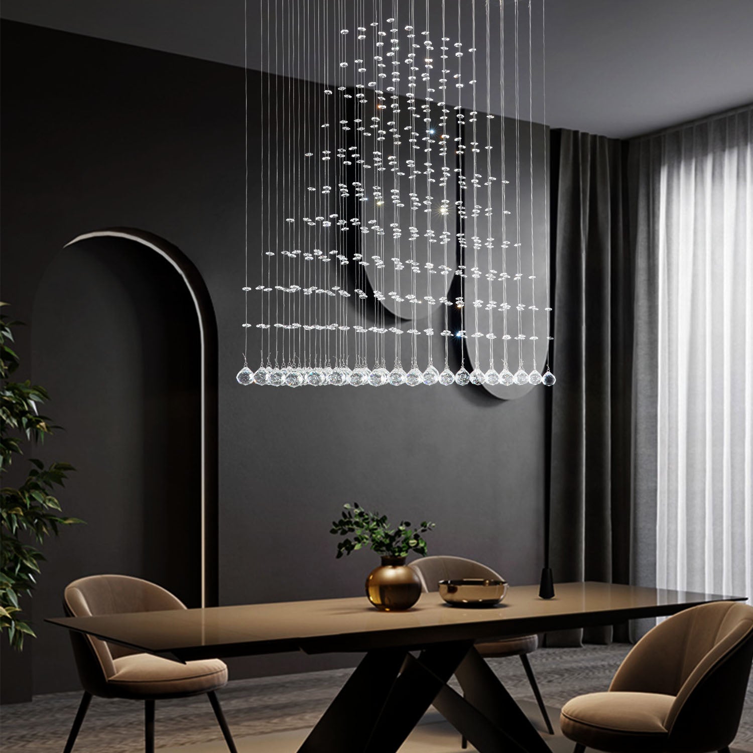 Pyramid Crystal Raindrop Chandelier Dining Room - Ceiling Light