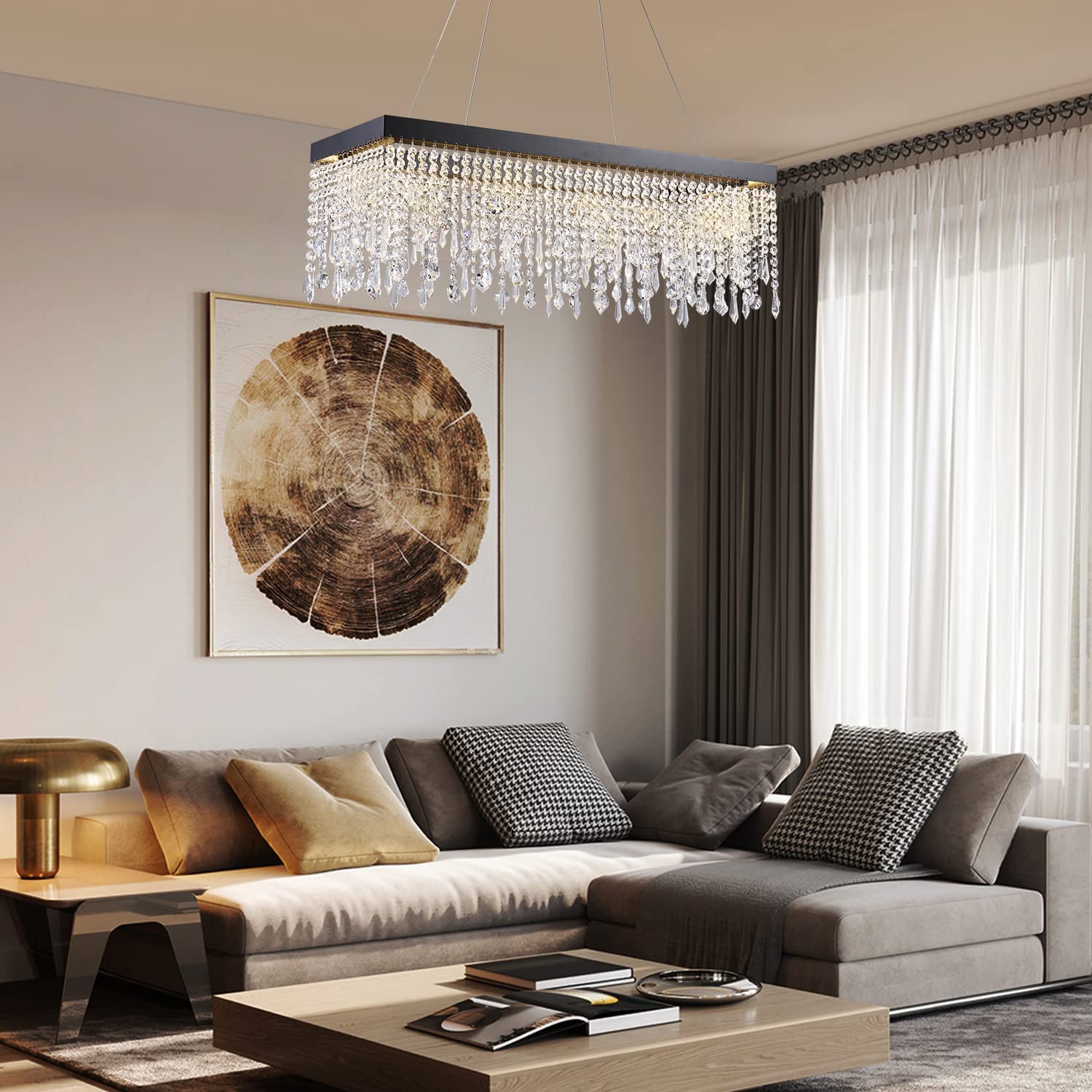 Rectangle Crystal Raindrop Chandelier - Living Room | Sofary