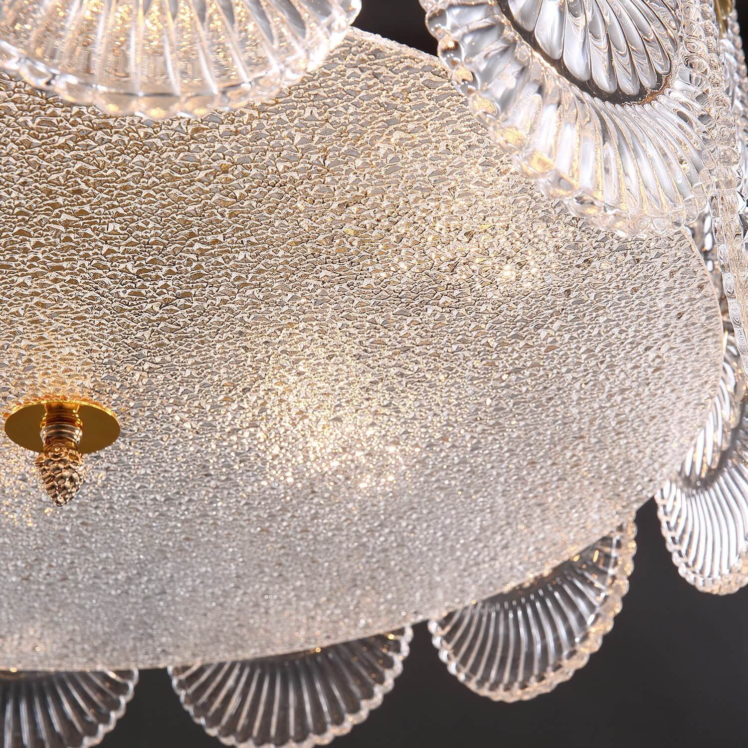Round Shape Gold Glass Chandelier - Detail | Sofary