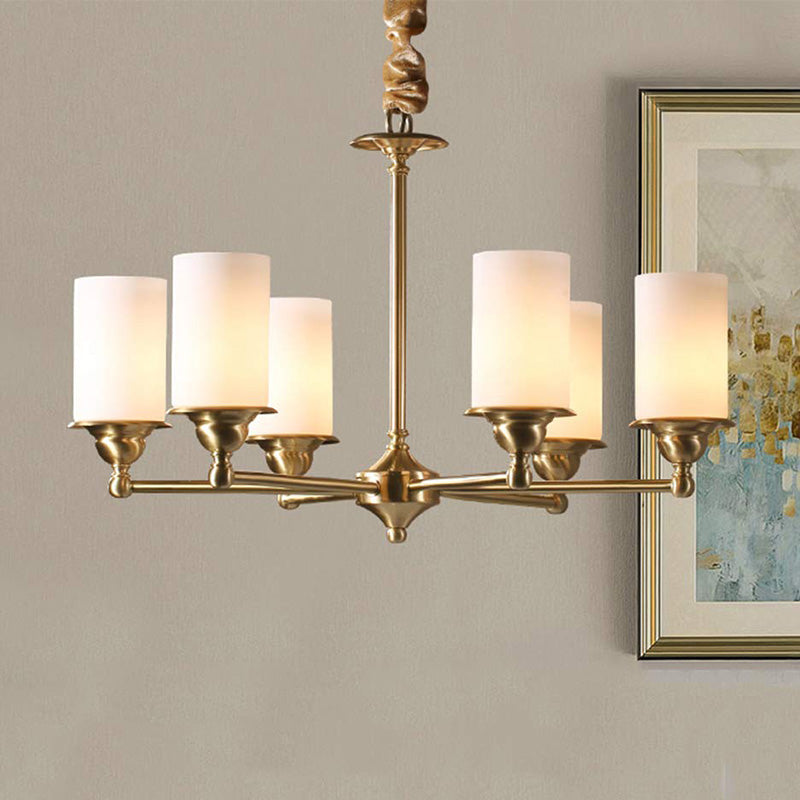 Brass Body White Glass Lampshade Chandelier Pendant Light Sofary