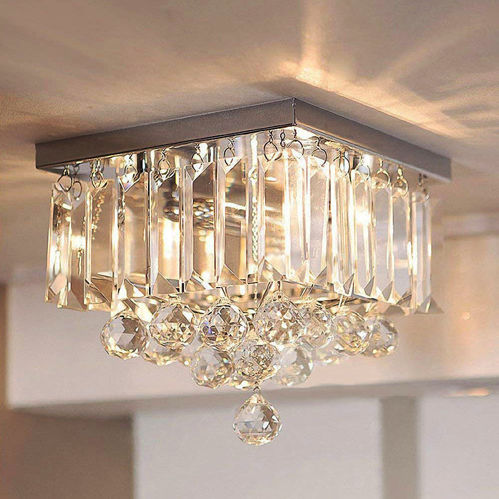 Modern Crystal Raindrop Ceiling Lighting With Warm Light