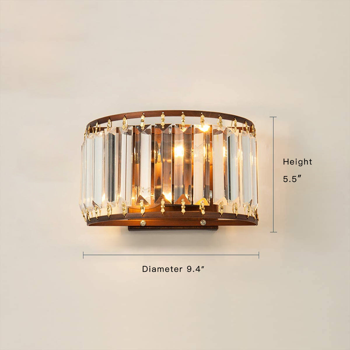 Semicircle Clear Crystal Wall Sconce - Size | Sofary